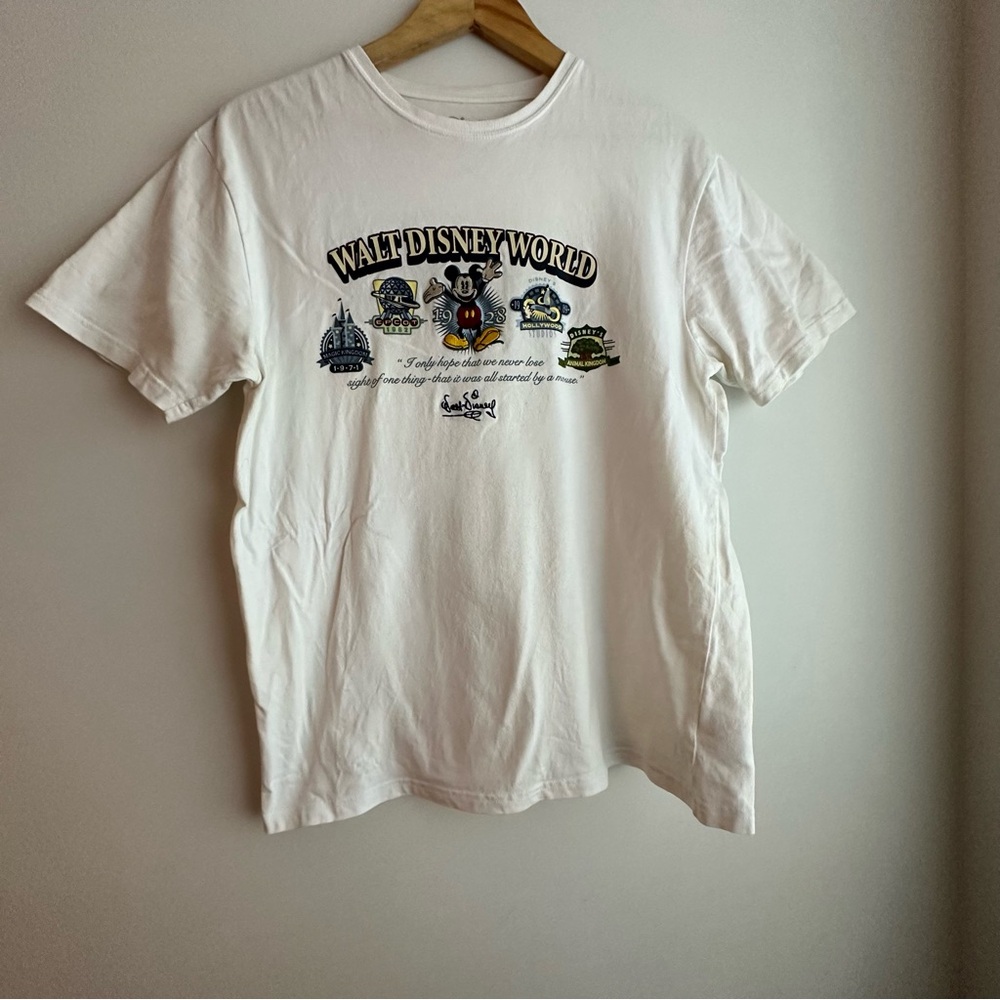 Disney Cream Men Walt Disney World Short Sleeves Tee Mickey Mouse Fun Park M